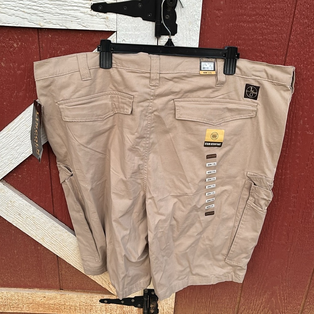 NWT Lincoln Outfitters Flex Cargo Tan Shale Shorts Men’s 48W Stain Resistant - Picture 7 of 16